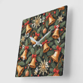 Weihnachtsglocken, Dekoratives Weihnachtsmuster, Quadratische Wanduhr (Winkel)