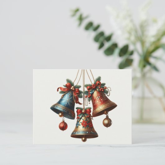 Weihnachtsglocken Feiertagspostkarte (Stehend Vorderseite)
