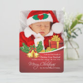 Weihnachtsglocken Foto Geburtsankündigung Feiertagskarte (Stehend Vorderseite)