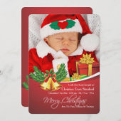 Weihnachtsglocken Foto Geburtsankündigung Feiertagskarte (Vorne/Hinten)