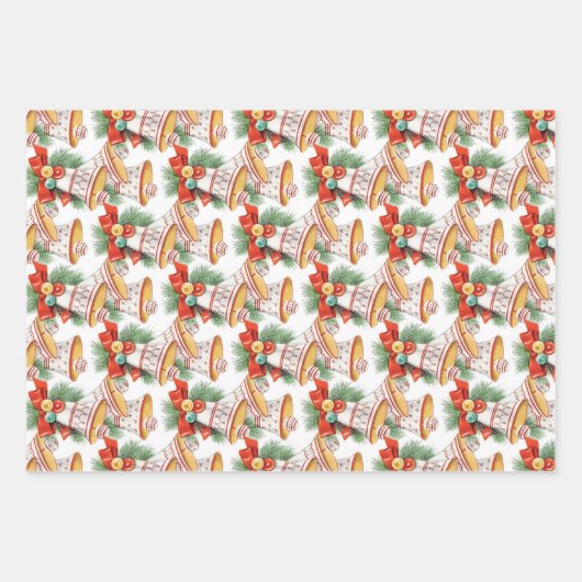 Weihnachtsglocken Geschenkpapier Set (Vorderseite 3)