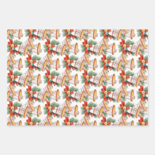 Weihnachtsglocken Geschenkpapier Set (Vorderseite)