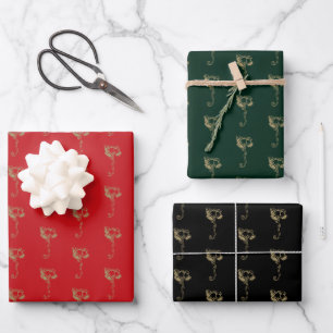 Weihnachtsglocken goldfarben dunkelgrün niedlich geschenkpapier set