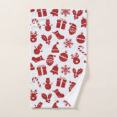 Weihnachtsglocken Gray Red Minimal Muster Badhandtuch Set (Handtuch)