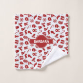 Weihnachtsglocken Gray Red Minimal Muster Badhandtuch Set (Waschlappen)