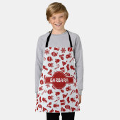 Weihnachtsglocken Gray Red Minimal Muster Schürze (Getragen)