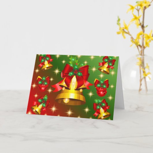 Weihnachtsglocken Grußkarte Karte (Gelbe Blume)