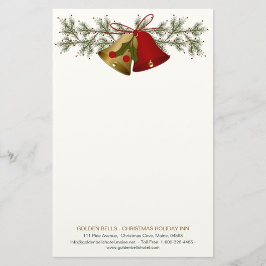 Weihnachtsglocken, Heilige und Kiefer, rot und gol Briefpapier (Vorderseite)