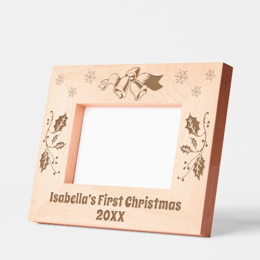 Weihnachtsglocken Holly Verlasst Schneeflocken Cus Geätzte Rahmen (Links)