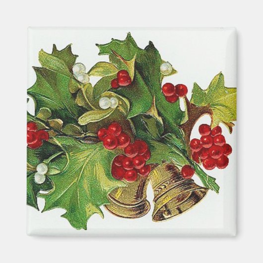 Weihnachtsglocken & Holly Vintag Magnet (Vorne)