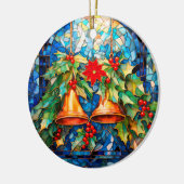 Weihnachtsglocken im Glass und Poinsettia Keramik Ornament (Links)