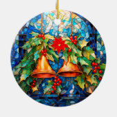 Weihnachtsglocken im Glass und Poinsettia Keramik Ornament (Hinten)