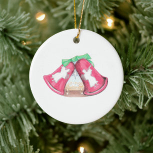 Weihnachtsglocken-Krippenbild Keramik Ornament