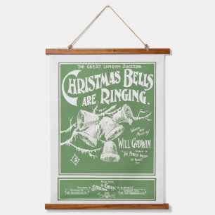Weihnachtsglocken läuten Vintage-Kunstprint 0179 Wandteppich Mit Holzrahmen
