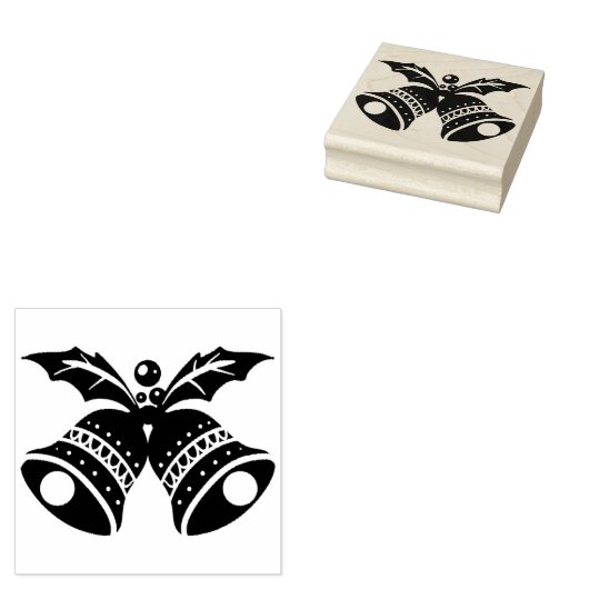 Weihnachtsglocken mit Holly Blätter Rubber-Briefma Gummistempel (Stempel)
