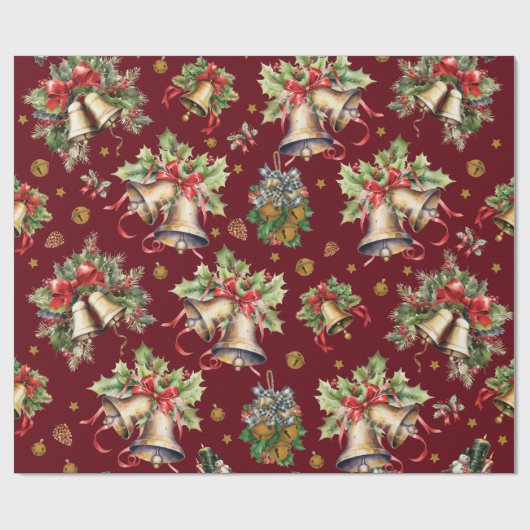 Weihnachtsglocken mit Holly Geschenkpapier (Flach)