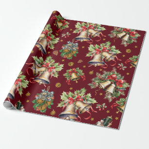 Weihnachtsglocken mit Holly Geschenkpapier