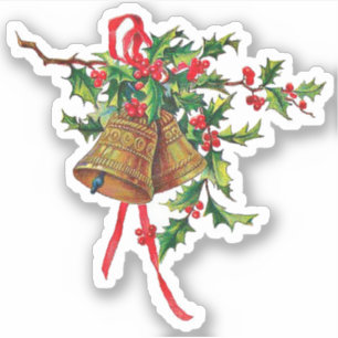 Weihnachtsglocken mit Holly Vinyl Aufkleber
