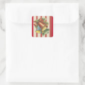 Weihnachtsglocken mit rotem und weißem Streifen Quadratischer Aufkleber (Tasche)