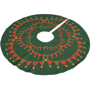 Weihnachtsglocken mit roten Flaggen Polyester Weihnachtsbaumdecke
