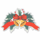 Weihnachtsglocken mit Stechpalmenblättern Aufkleber (Vorderseite)