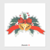 Weihnachtsglocken mit Stechpalmenblättern Aufkleber (Blatt)