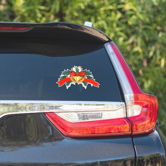 Weihnachtsglocken mit Stechpalmenblättern Aufkleber (Auto Seite)