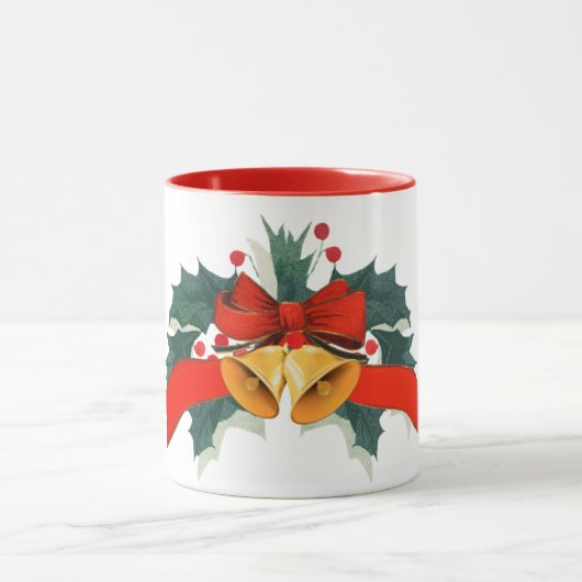Weihnachtsglocken mit Stechpalmenblättern Tasse (Zentrum)