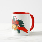 Weihnachtsglocken mit Stechpalmenblättern Tasse (VorderseiteRechts)