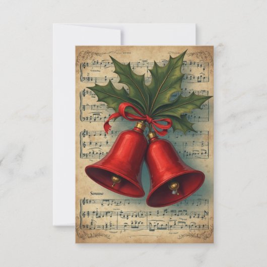 Weihnachtsglocken Notenblatt Dankeskarte (Vorderseite)