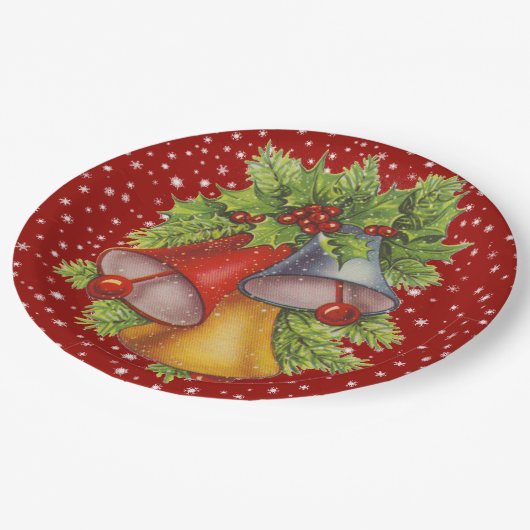 Weihnachtsglocken Paper-Teller Pappteller (Schrägansicht)