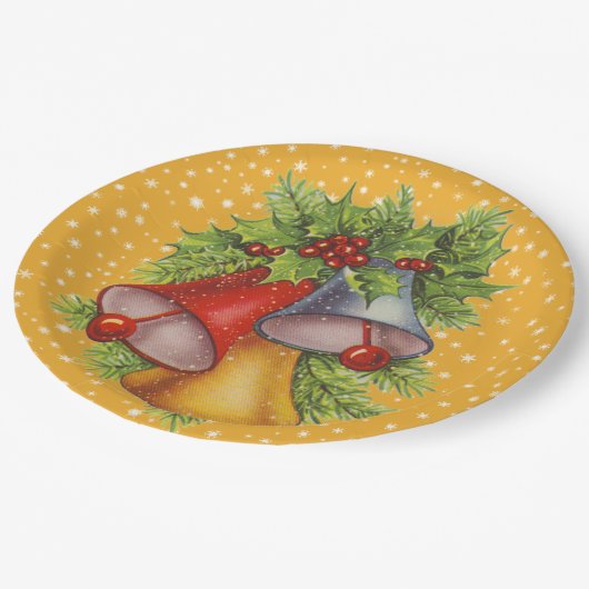 Weihnachtsglocken Paper-Teller Pappteller (Schrägansicht)