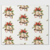 Weihnachtsglocken Papier in Rot, Gold, Grün Geschenkpapier (Flach)