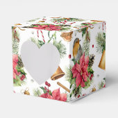 Weihnachtsglocken, Poinsettia, Rotkehlchen, Bonbon Geschenkschachtel (Vorderseite)