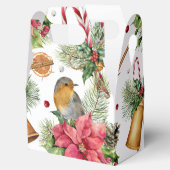 Weihnachtsglocken, Poinsettia, Rotkehlchen, Bonbon Geschenkschachtel (Geöffnet)