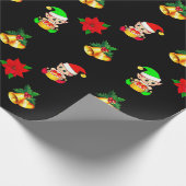 Weihnachtsglocken, Poinsettien und niedliche elfis Geschenkpapier (Ecke)