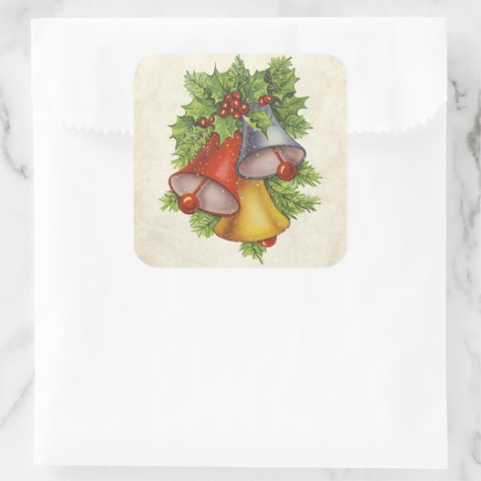 Weihnachtsglocken Quadratischer Aufkleber (Tasche)