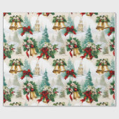 Weihnachtsglocken Ribbon Poinsettia Blume Geschenkpapier (Flach)