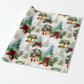 Weihnachtsglocken Ribbon Poinsettia Blume Geschenkpapier (Ungerollt)