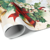 Weihnachtsglocken Ribbon Poinsettia Blume Geschenkpapier (Rolleneckpunkt)
