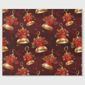Weihnachtsglocken, Rot und Gold Geschenkpapier (Flach)