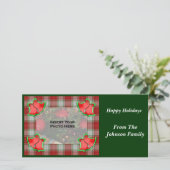 Weihnachtsglocken Rote Karierte Feiertage Fotokart Feiertagskarte (Stehend Vorderseite)