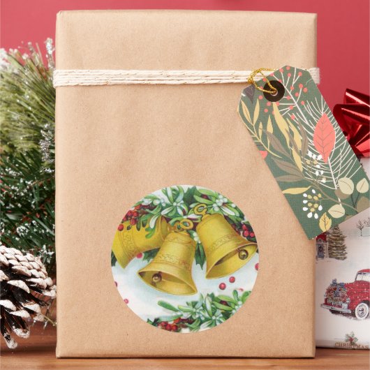 Weihnachtsglocken Runder Aufkleber (Feiertag)