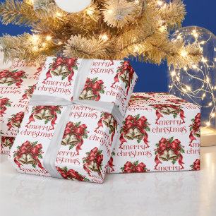 Weihnachtsglocken & Stechpalmen-Dekorationsparty Geschenkpapier