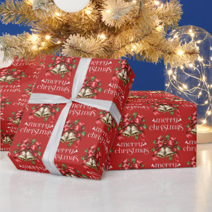 Weihnachtsglocken & Stechpalmen-Dekorationsparty Geschenkpapier
