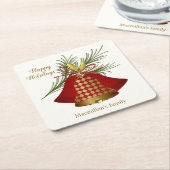 Weihnachtsglocken.Tartan-Muster, Kiefer Rechteckiger Pappuntersetzer (angewinkelt)