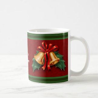 Weihnachtsglocken und Holly Blätter Rot Kaffeetasse
