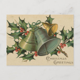Weihnachtsglocken und Holly Feiertagspostkarte