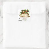 Weihnachtsglocken und Holly-Geschenk-Tag Quadratischer Aufkleber (Tasche)