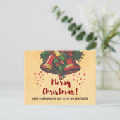 Weihnachtsglocken und Holly Greetings Feiertagspostkarte (Stehend Vorderseite)